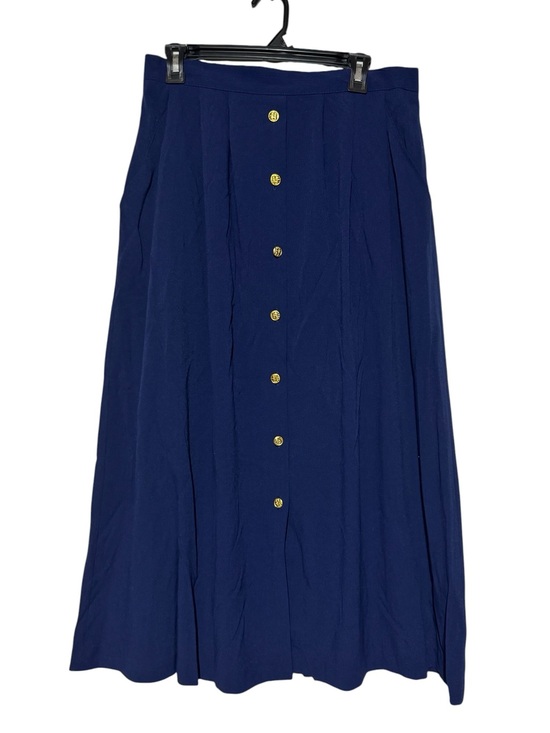 Vintage Dresses & Skirts - Vintage Navy Blue Maxi Skirt Size Large Button Front Nautical Sailor Old Money